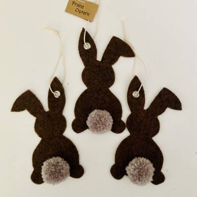 Deko Anhänger Hase braun/grau