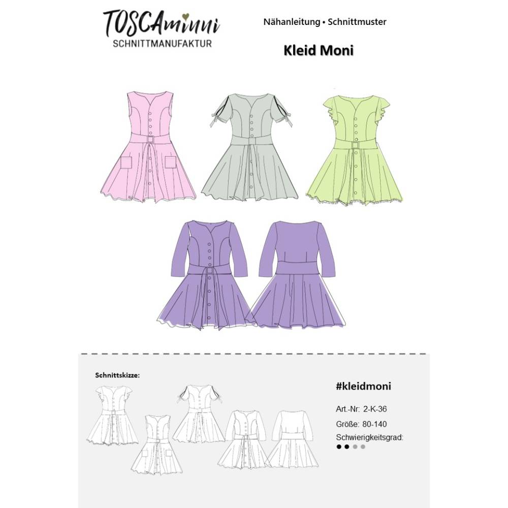 Schnittmuster Kinder Kleid Moni | kurzarm | Flügelärmel | Bild 2