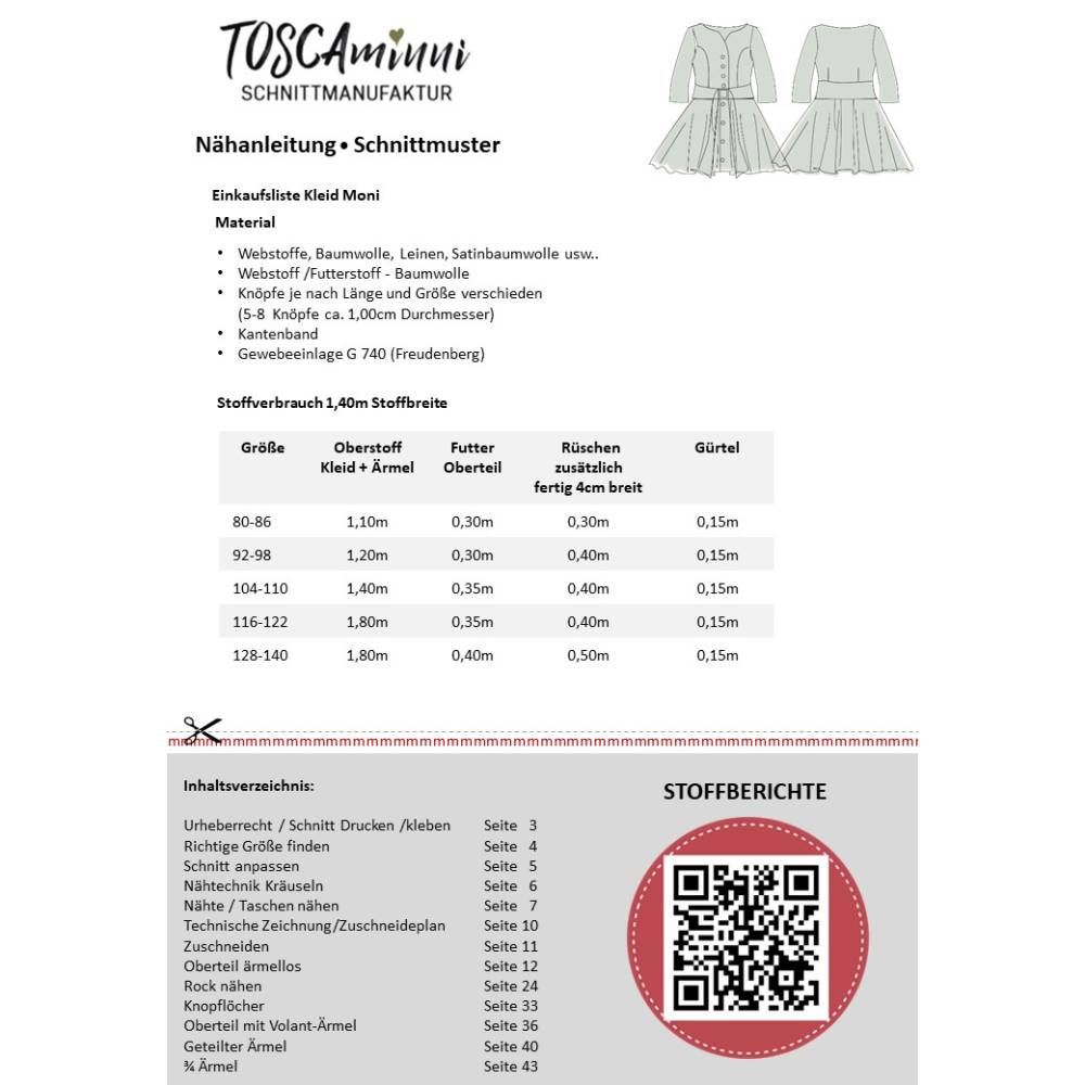 Schnittmuster Kinder Kleid Moni | kurzarm | Flügelärmel | Bild 3
