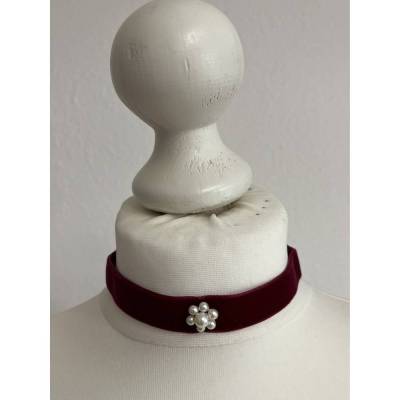 Handgemachtes Kropfband mit Perlen, Halsschmuck, viktorianisches Halsband