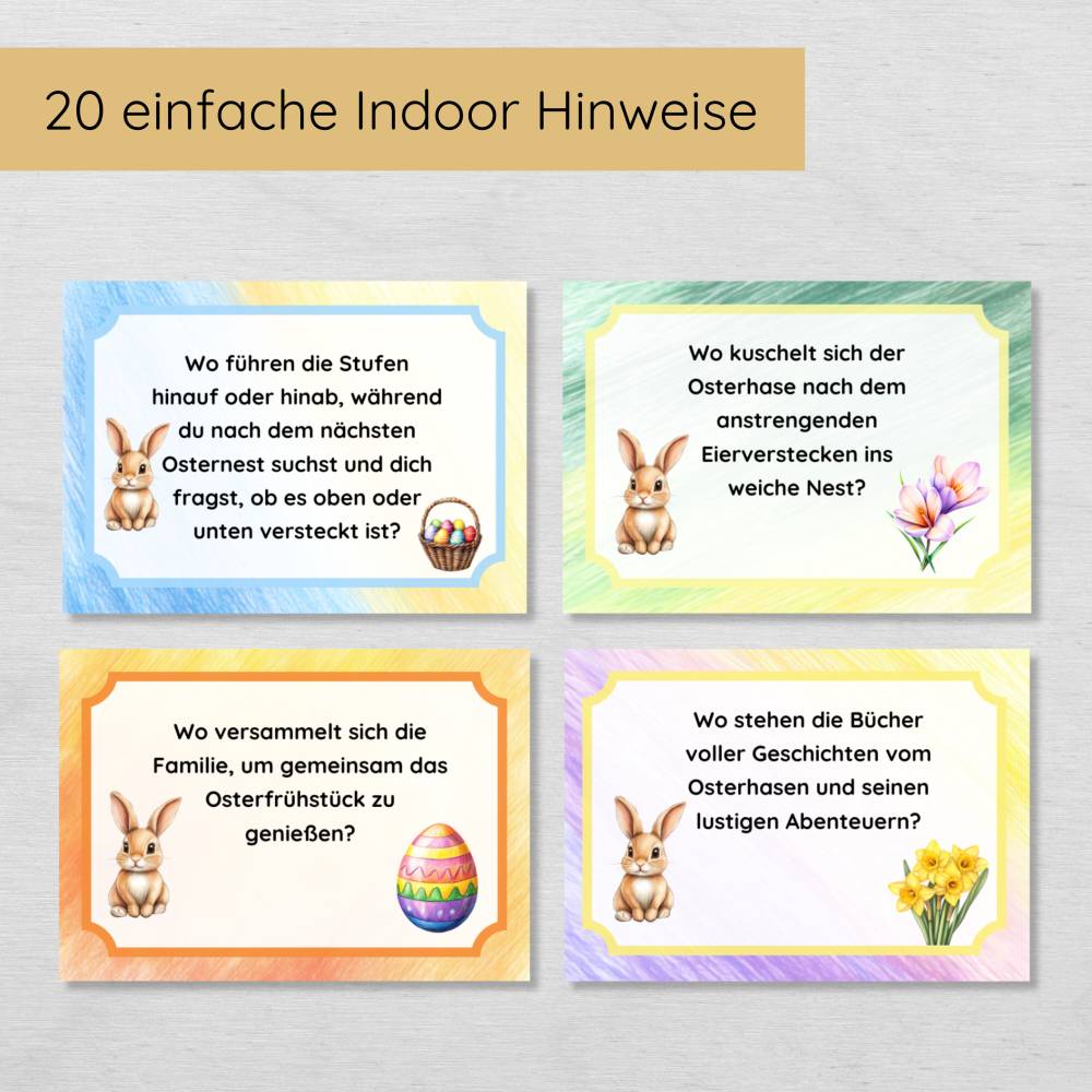 Ostern Indoor Schnitzeljagd mit 20 Hinweisen & Urkunde, Schatzsuche Set für Kinder ab 6 Jahren Bild 4
