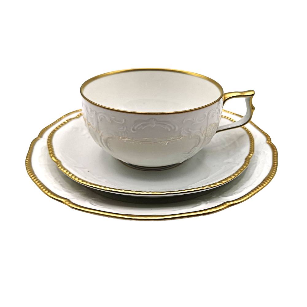 Rosenthal Teetasse Set Sanssouci weiß mit Goldrand