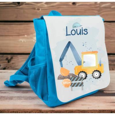 Kindergarten Rucksack mit Namen Bagger Jungen Kinderrucksack personalisiert Geschenk Kindergarten Kita Start 