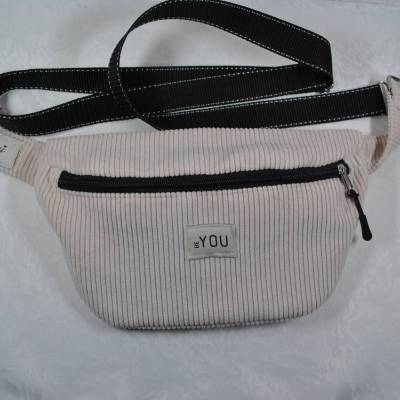Trendy Crossbag,Hip Bag,Bauchtasche,Gürteltasche,Umhängetasche aus Beitcord-wollweiß