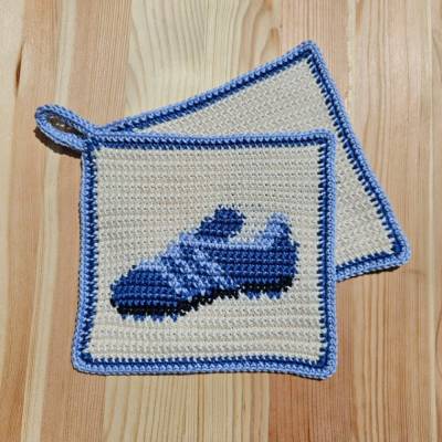 Häkelanleitung Topflappen "Turnschuhe"