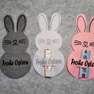 Osterhase aus Filz. Ostern,Hase .Für Geldgeschenke oder Praline. Geschenkidee grau,weiß oder rosa