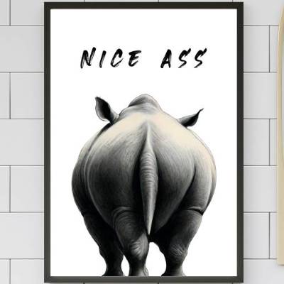 Badezimmer Poster NICE ASS Wandkunst moderne Bad Dekoration, kreatives Wohnaccessoire, Badezimmer Wohnidee, Geschenk