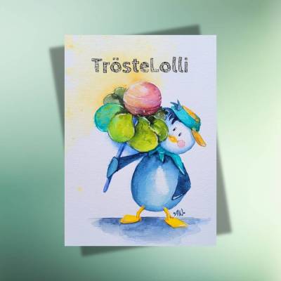 TrösteLolli - Postkarte | Gute Besserung | Trost | Unterstützung | Aufmunterung | jederzeit
