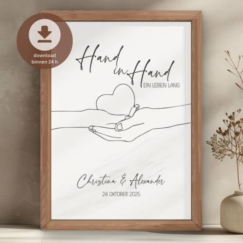 personalisiertes Hochzeitsgeschenk | Geschenk zur Hochzeit Namen | Wandbild Jahrestag oder Jubiläum | digitales Poster |