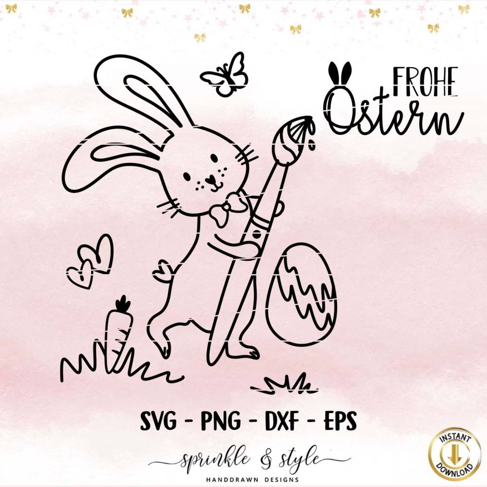 Plotterdatei Ostern, Frohe Ostern, Laserdatei Ostern, Cricut, Osterhase png, Frühling PNG, Clipart Hase svg Bild 1