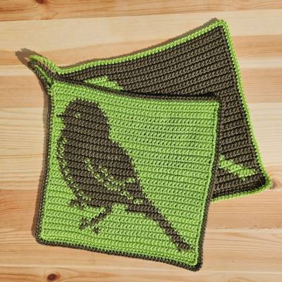Häkelanleitung Topflappen "Vogel"