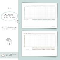 Zykluskalender A4 PDF | Zyklustagebuch | Period Tracker | 2 Varianten | 5 Farben
