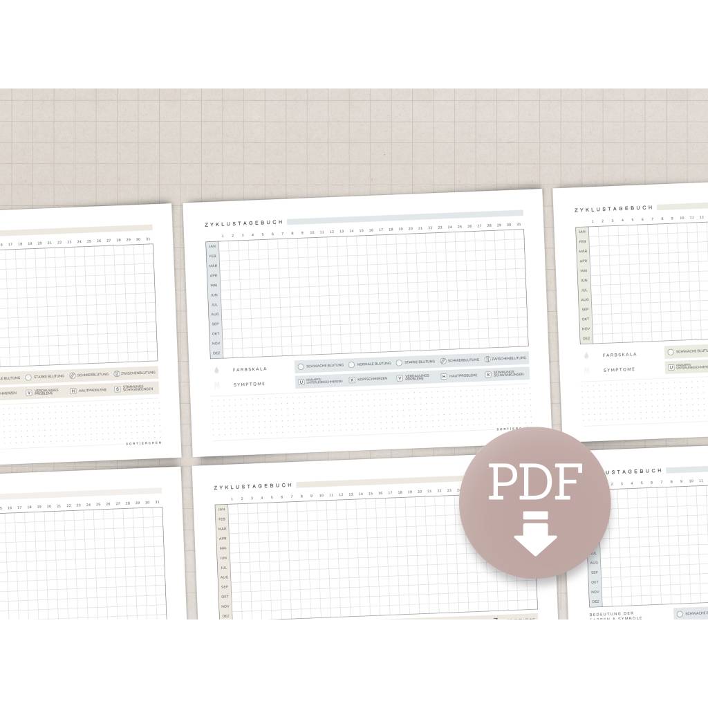 Zykluskalender A4 PDF | Zyklustagebuch | Period Tracker | 2 Varianten | 5 Farben Bild 2