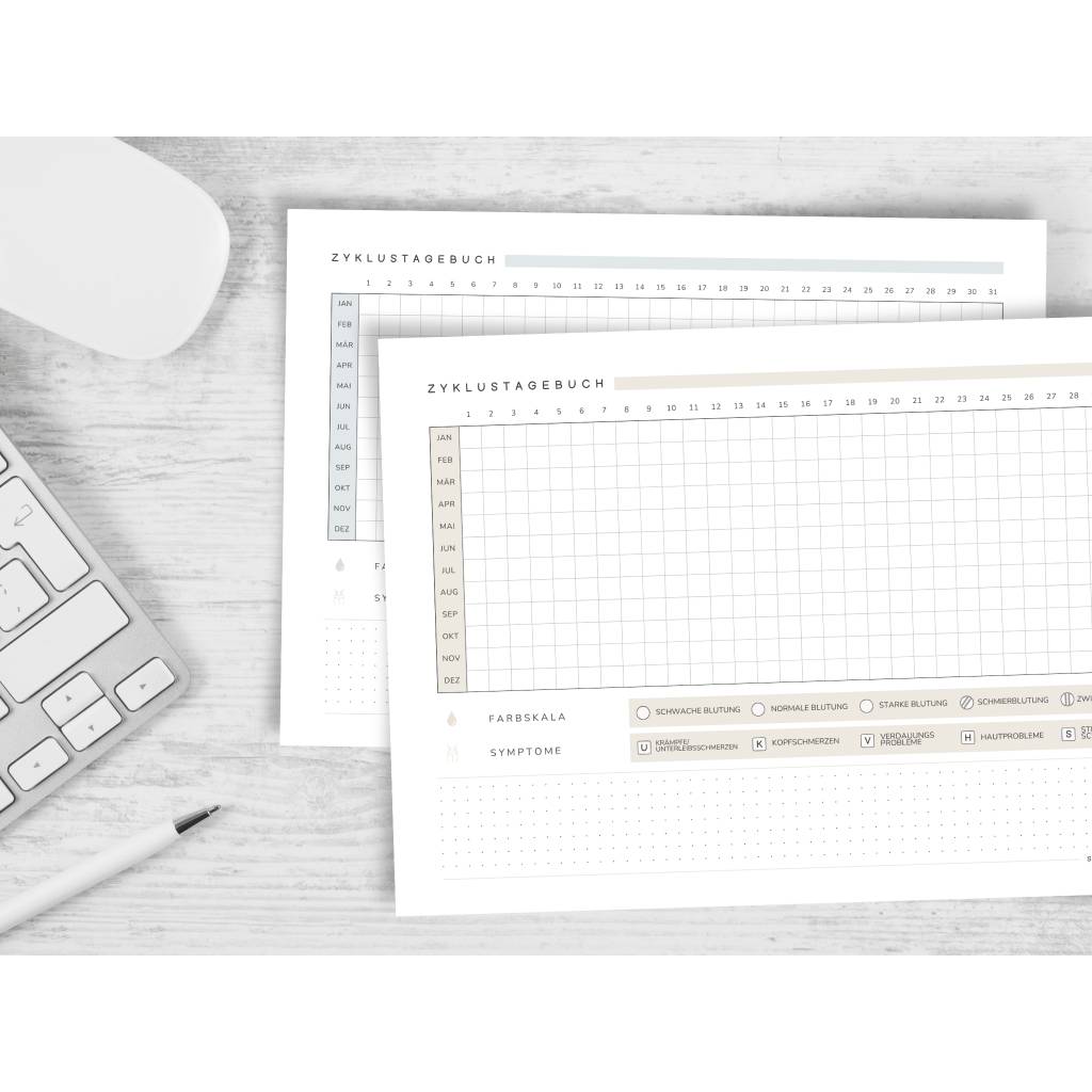 Zykluskalender A4 PDF | Zyklustagebuch | Period Tracker | 2 Varianten | 5 Farben Bild 4