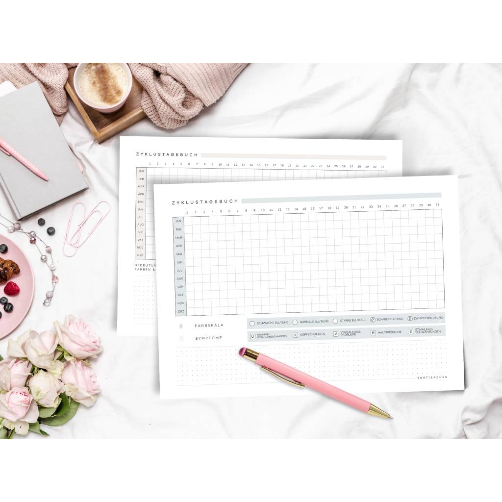 Zykluskalender A4 PDF | Zyklustagebuch | Period Tracker | 2 Varianten | 5 Farben Bild 5