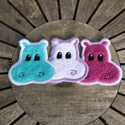 Abschminkpad Hippo Stickdatei ITH 10X10 Nilpferd Waschpad Reinigung Gesichtsreinigung Pad
