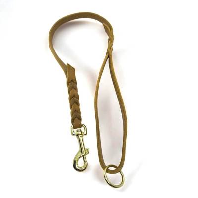 Hundeleine Führleine aus 12 mm breitem Fettleder in der Farbe cognac Länge ca. 78 cm 