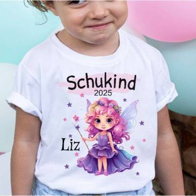 Schulkind T Shirt mit Namen personalisiert Fee Mädchen Schulstart Geschenk Einschulung