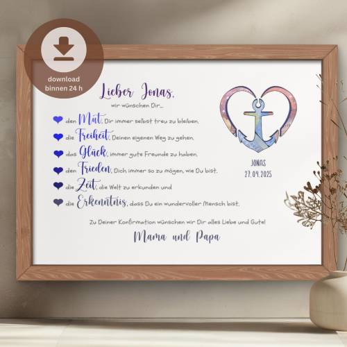 Geldgeschenk Konfirmation Junge personalisiert | Konfirmationsgeschenk digital | DIY Geld-Konfirmationskarte | PDF