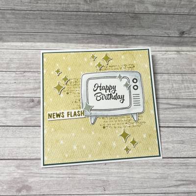 Glückwunschkarte “Happy Birthday“ Geburtstagskarten Grußkarte Karten Männerkarten Fernseher Handmade Stampin‘ Up!