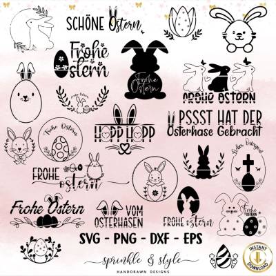 Plotterdatei Ostern, Frohe Ostern, Laserdatei Ostern, Cricut, Osterhase png, Frühling PNG, Clipart Hase svg