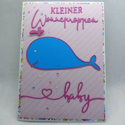 Babykarte - zur Geburt, kleiner Wonneproppen, Wal,
