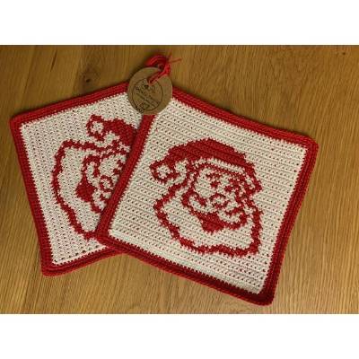 Häkelanleitung Topflappen "Weihnachtsmann"