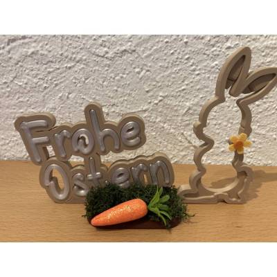 Osterdekoration, Osteraufsteller mit Hase und Dekoration, Aufsteller „Frohe Ostern“