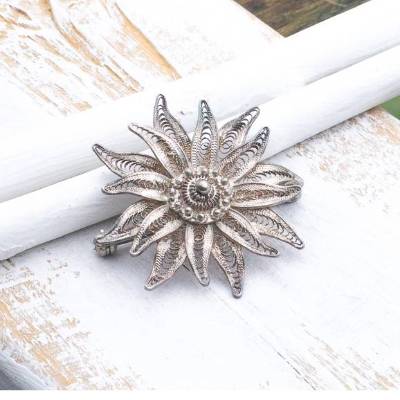 wunderschöne, filigrane, antike silber Brosche, Weihnachtsgeschenk
