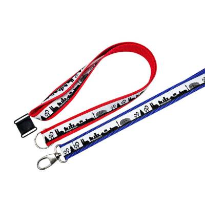 langes München Schlüsselband in 3 Längen, mit Ring o. Karabiner, div. Gurtbandfarben, + Namen, + Clip