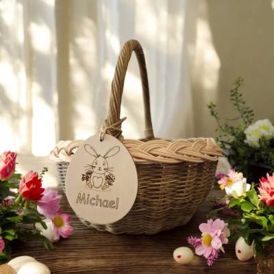 Osterkörbchen personalisiert,  Kinderkorb,  Korb mit Anhänger, Korb mit Namen
