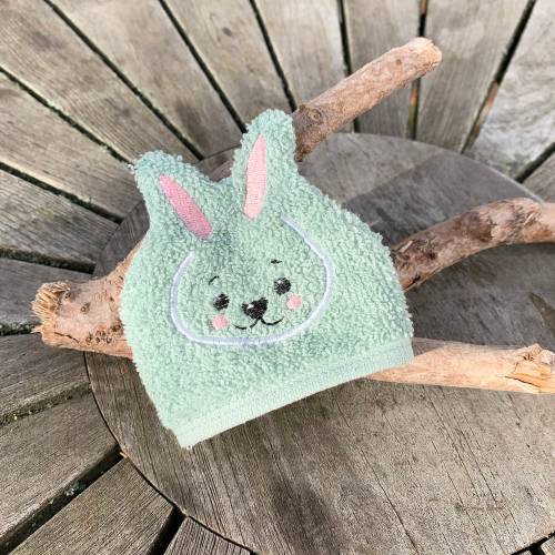 Hasen-Waschlappen Stickdatei 2 ITH 10x10 Waschhandschuh Tierwaschlappen Ostern Frühling