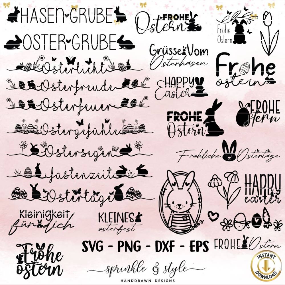 Plotterdatei Ostern, Frohe Ostern, Laserdatei Ostern, Cricut, Osterhase png, Frühling PNG, Clipart Hase svg Bild 1