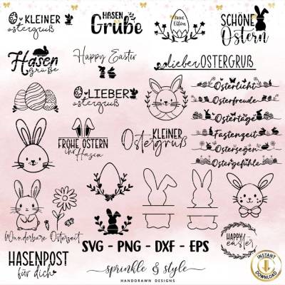 Plotterdatei Ostern, Frohe Ostern, Laserdatei Ostern, Cricut, Osterhase png, Frühling PNG, Clipart Hase svg