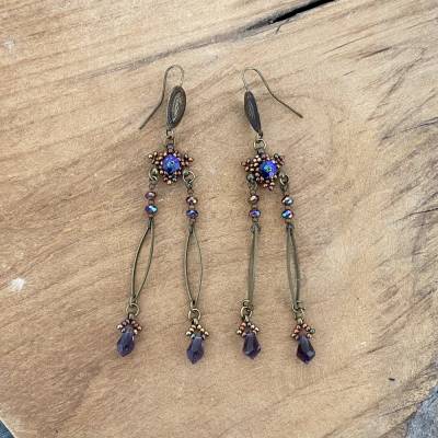 Handgefertigte Dangle Ohrringe aus japanischen Perlen – Boho Vintage Ohrschmuck Unikat