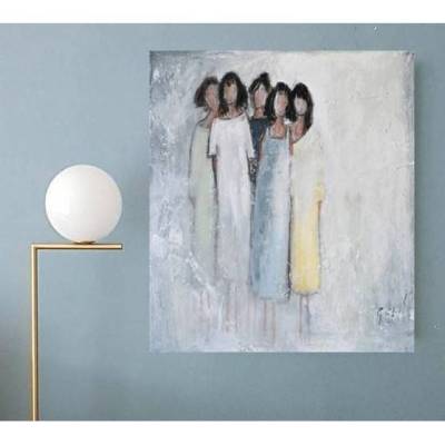 Acrylbild Frauen abstrakt – Moderne figurative Malerei auf Leinwand 40x40cm – Kunst Unikat Frauengruppe