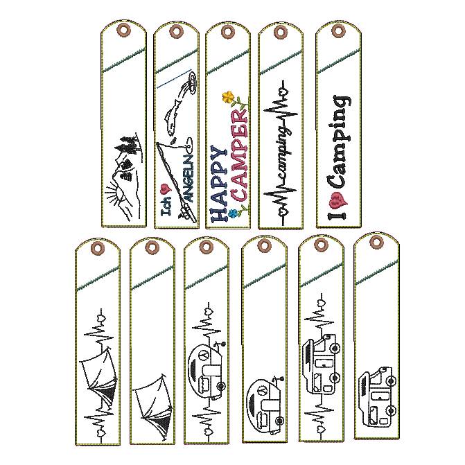 Stickdatei Camping Outdoor Etuis Stifteetui schmal für einen oder zwei Kugelschreiber Bild 2