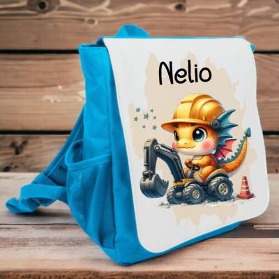 Kindergarten Rucksack mit Namen Bagger Drache Jungen Kinderrucksack personalisiert Geschenk Kindergarten Kita Start