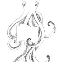 Printable: Oktopus Faltkarte im A4 Format zum Ausdrucken und bemalen. Kreative Grüße zum selbst beschriften