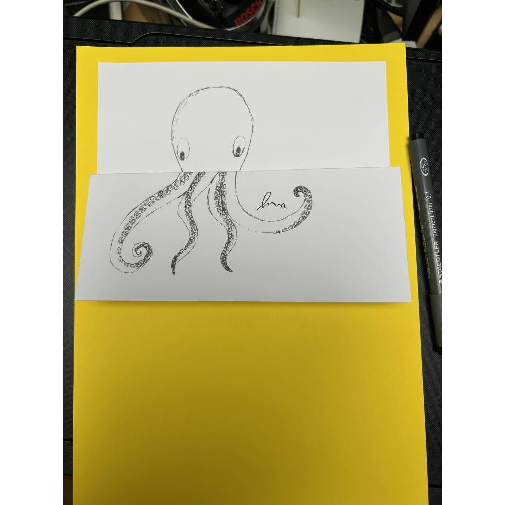 Printable: Oktopus Faltkarte im A4 Format zum Ausdrucken und bemalen. Kreative Grüße zum selbst beschriften Bild 2