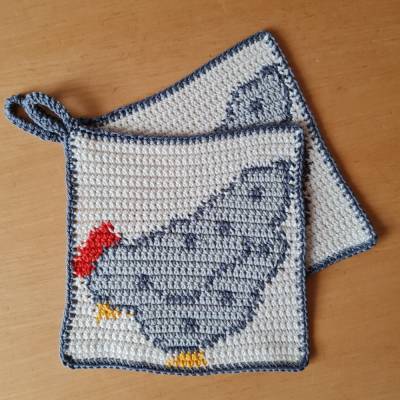 Häkelanleitung Topflappen "Huhn"
