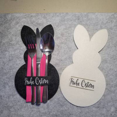 Besteckhalter mit Osterhase aus Filz. Tischdeko für Ostern. Geschenk oder Mitbringsel