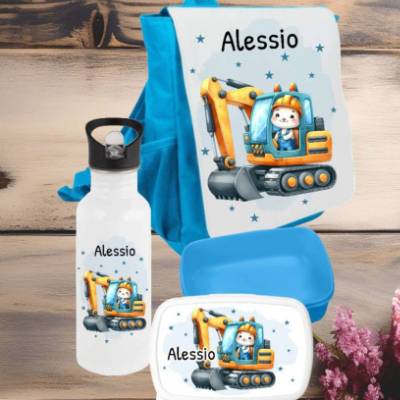 Kindergarten Set personalisiert: Rucksack, Brotdose & Trinkflasche mit Name – Perfekt für den Kitastart
