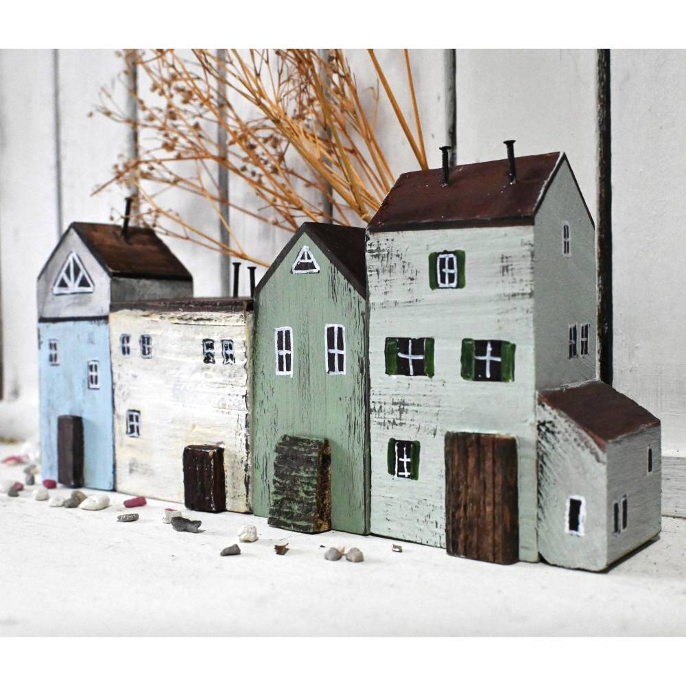 Häuserzeile XL Haus Holzhaus Deko bunt Dekohaus Wohndeko shabby Häuser Holzdeko Häuserliebe Gista
