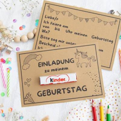 Einladung Geburtstag Kinder, Kindergeburtstag, Geburtstagseinladung, digitale Einladung, Einhorn Einladung Druckvorlage