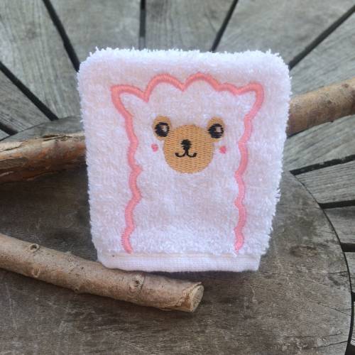Lama-Waschlappen Stickdatei  ITH 10x10 Waschhandschuh Lamafans