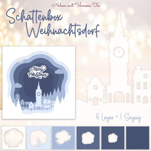 Schattenboxmotiv Weihnachtsdorf SVG DXF