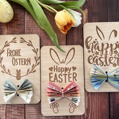 Holzgrußkarten Ostern, Geldgeschenk zu Ostern, Ostergeschenk