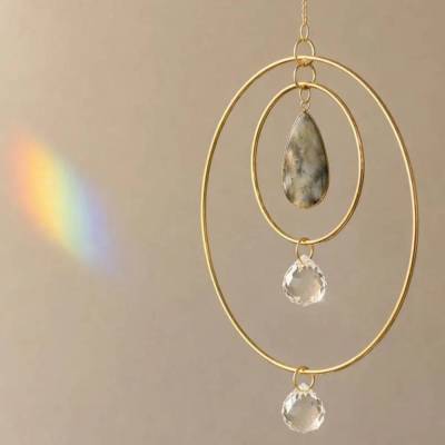 Suncatcher Labradorit, Sonnenfänger, Lichtfänger, Wohndekoration, Boho Deko, Feng Shui Dekoration, Fensterdekoration