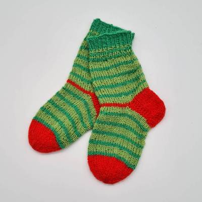 Gestrickte bunte Kinder Söckchen, Gr. 22/23, Wollsocken handgestrickt von la piccola Antonella